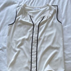 Calvin Klein Cream Blouse with Black Accents